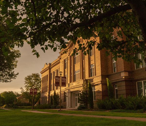 Old Admin at sunset